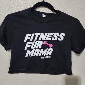 Los Angeles Apparel Shirt Womens Medium Black Fitness Fur Mama Crop Top Dog Gym
